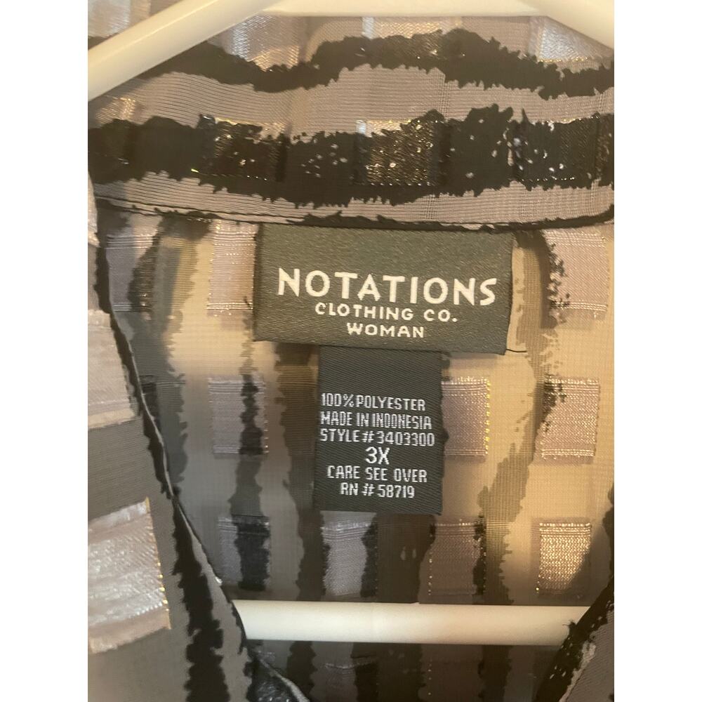 Notations Sheer Button Down Blouse Long Sleeve Bl… - image 5